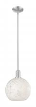 Innovation Lighting 716-1S-SN-G1216-10WM - White Mouchette - 1 Light - 10 inch - Brushed Satin Nickel - Stem hung - Mini Pendant