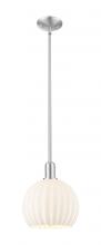 Innovation Lighting 716-1S-SN-G1217-10WV - White Venetian - 1 Light - 10 inch - Brushed Satin Nickel - Stem hung - Mini Pendant