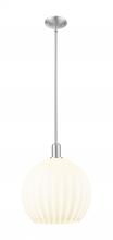 Innovation Lighting 716-1S-SN-G1217-14WV - White Venetian - 1 Light - 14 inch - Brushed Satin Nickel - Stem hung - Mini Pendant