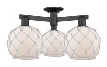 Innovation Lighting 716-3F-BK-G121-8RW - Farmhouse Rope - 3 Light - 26 inch - Matte Black - Semi-Flush Mount