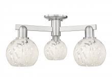 Innovation Lighting 716-3F-SN-G1216-6WM - White Mouchette - 3 Light - 24 inch - Brushed Satin Nickel - Semi-Flush Mount