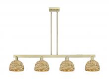 Innovation Lighting 716-4I-AB-RBD-8-NAT - Woven Rattan - 4 Light - 51 inch - Antique Brass - Stem hung - Island Light