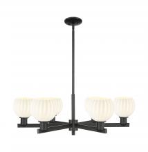 Innovation Lighting 716-6CR-BK-G1217-6WV - White Venetian - 6 Light - 36 inch - Matte Black - Stem hung - Chandelier