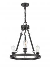Innovation Lighting 820-BK-LED - Saloon - 3 Light - 20 inch - Matte Black - Chain Hung - Mini Chandelier