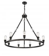 Innovation Lighting 840-BK-LED - Saloon - 9 Light - 40 inch - Matte Black - Chain Hung - Chandelier