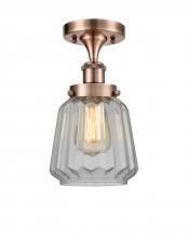 Innovation Lighting 916-1C-AC-G142 - Chatham - 1 Light - 6 inch - Antique Copper - Semi-Flush Mount